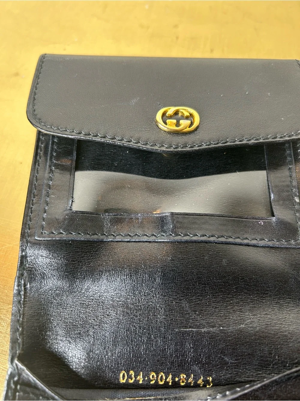 Gucci Black Leather Mini Wallet with Gold Logo and Hardware - Picture 8 of 12